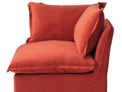 Red Velvet Oversized Deep Seat Corner Chair