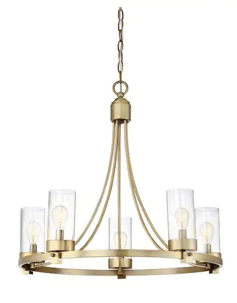Savoy House Meridian 26 in. W x 23 in. H 5-Light Natural Brass Chandelier