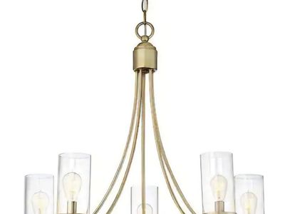 Savoy House Meridian 26 in. W x 23 in. H 5-Light Natural Brass Chandelier