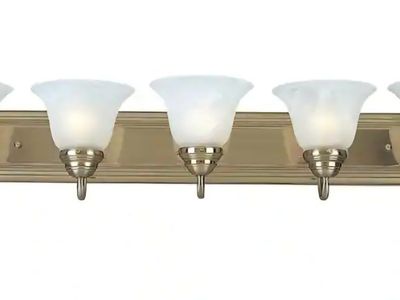 Maxium Lighting 36" Vanity Light Fixture Brushed Nickel 5-Light with Frosted Glass Shades