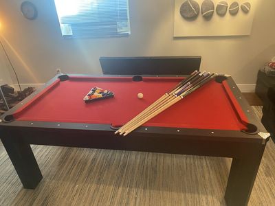 Multi-Game Pool Table with Table Tennis Top & Storage Bench - Full Accessories Included