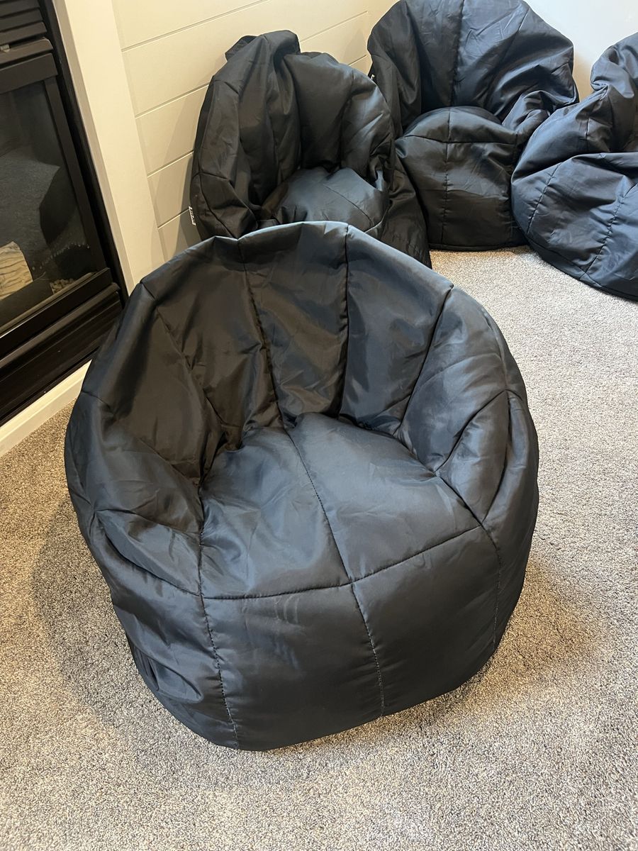 Big Joe Black Bean Bag Chairs - Set of 4