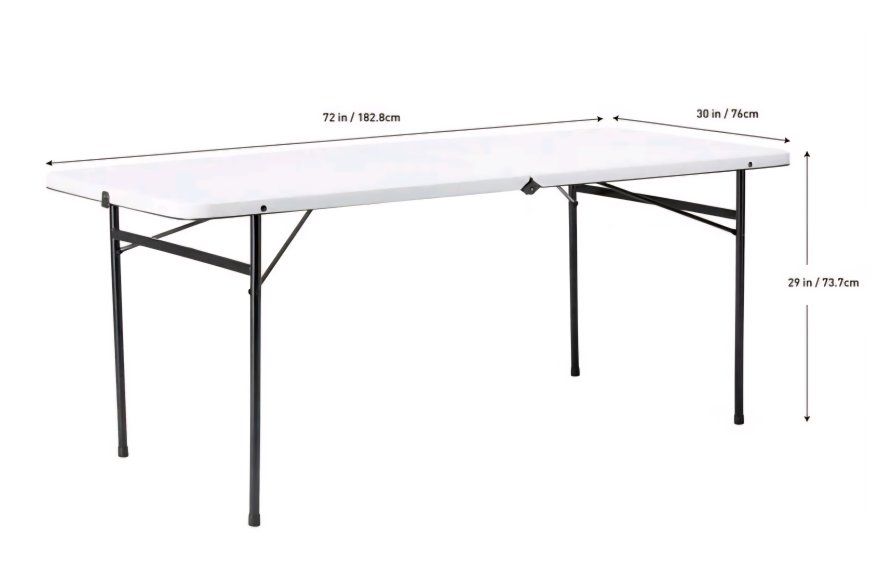 NEW-  Mainstays 6' Rectangle Centerfold Folding Table - White