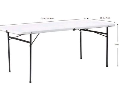 NEW- Mainstays 6' Rectangle Centerfold Folding Table - White