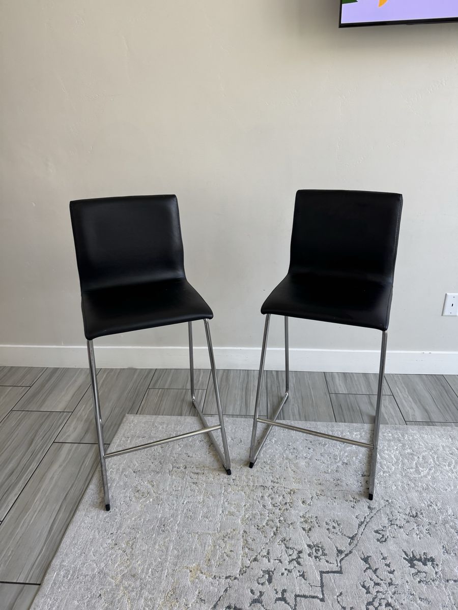 IKEA GLENN Bar Stools, Black, Chrome Plated, Counter Height (26") - Set of Two