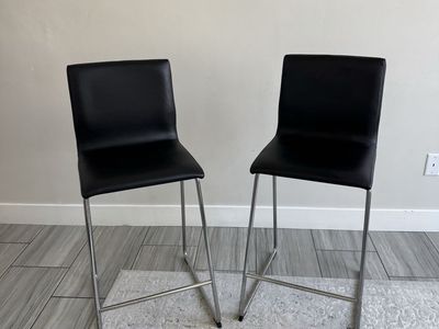 IKEA GLENN Bar Stools, Black, Chrome Plated, Counter Height (26") - Set of Two