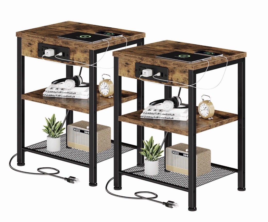 End Tables with Charging Station — Set of 2