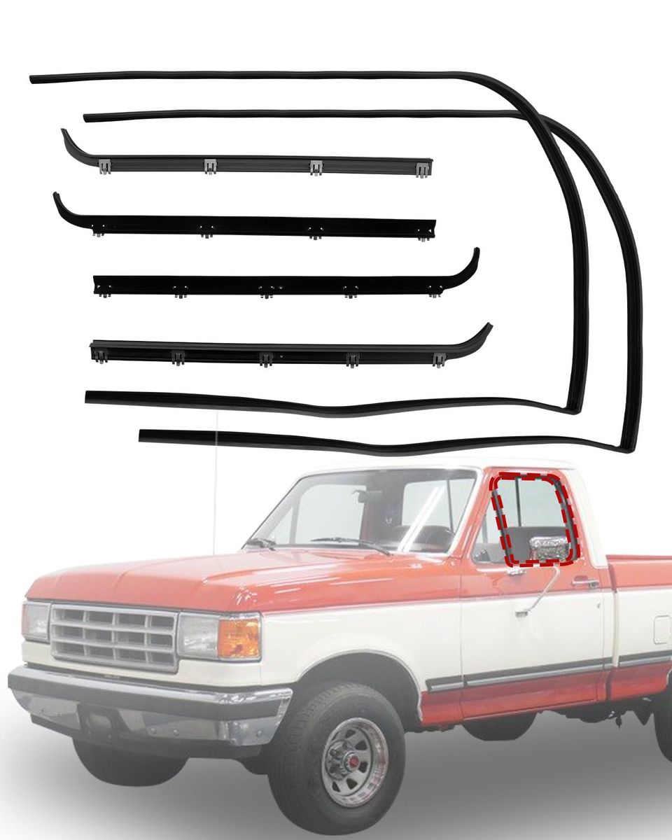 New Door Window Weatherstrip Kit (6 PCS), Compatible with 1987-1997 Ford F150 F250 F350 Bronco