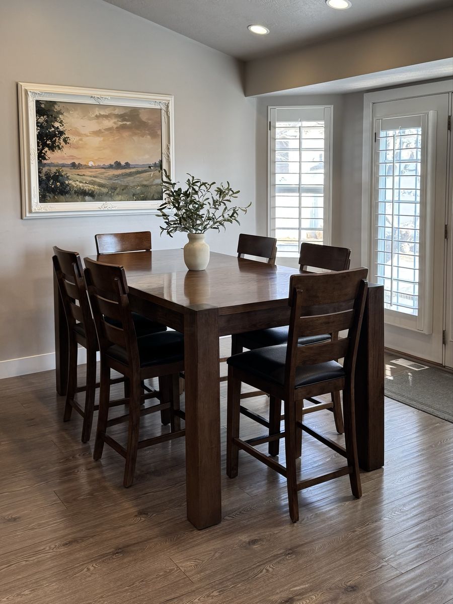 Wooden Counter-Height Dining Table with 8 Chairs