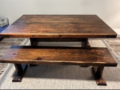 Rustic table and benches