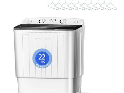 NEW Black/White Erivess Portable Twin Tub Washing Machine, 22 lbs Capacity with Drain Pump