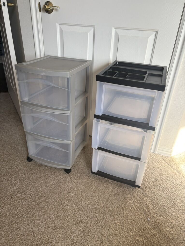 2 Plastic 3 Drawer Storage
