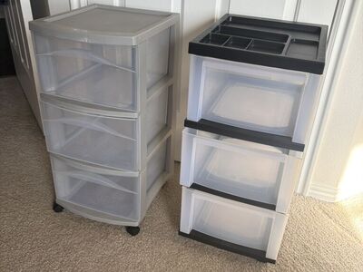 2 Plastic 3 Drawer Storage