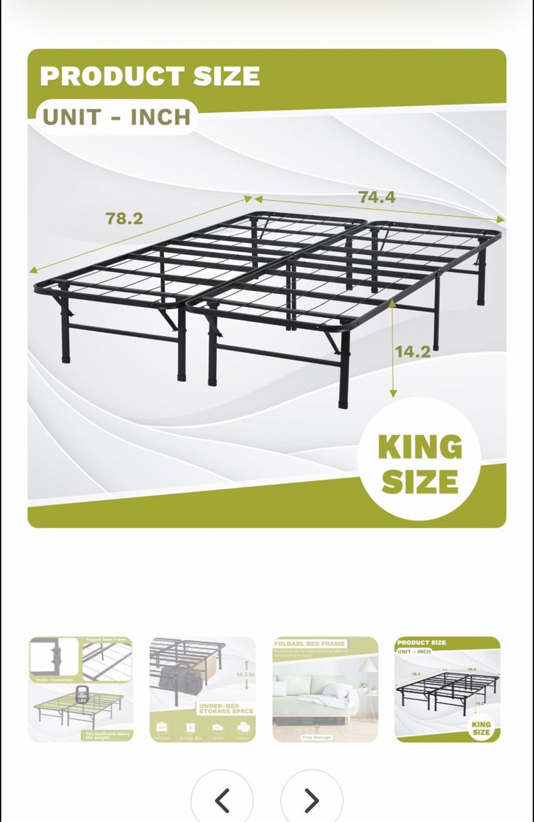 King foldable metal bed frame