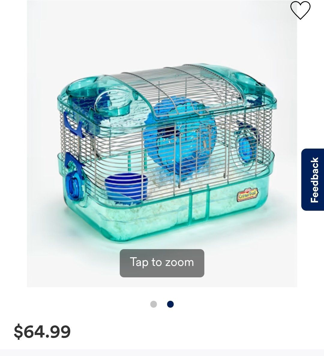 Kaytee Quick-Clean One-Hamster Habitat Cage with Wheel & Bowl - Blue/Clear