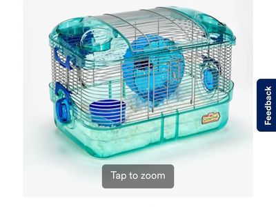 Kaytee Quick-Clean One-Hamster Habitat Cage with Wheel & Bowl - Blue/Clear