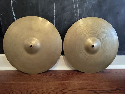 Vintage 1950s A Avedis Zildjian Small Stamp 14" Hi-hat Cymbals 700g 750g