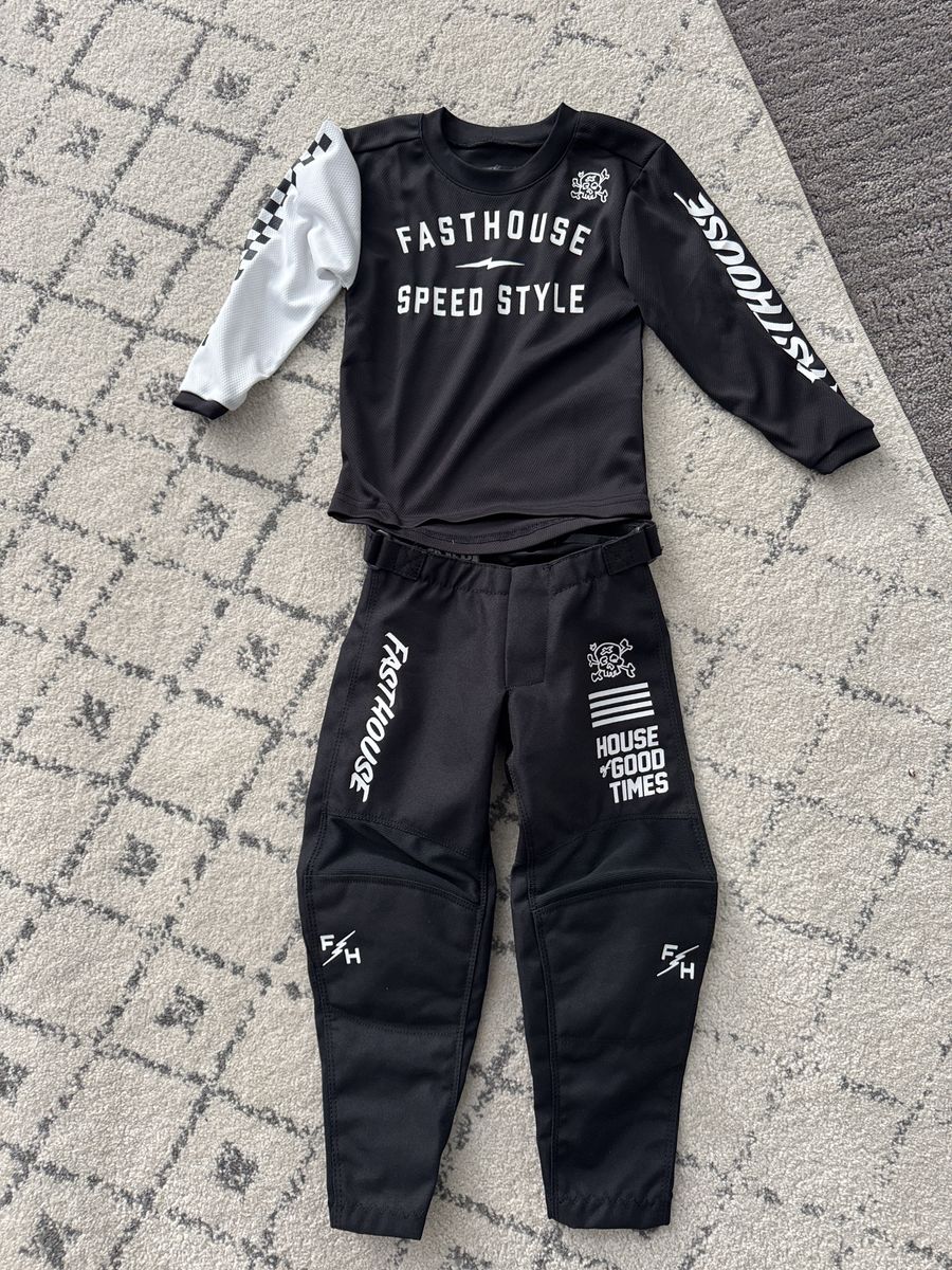 Fasthouse Speed Style 3T Toddler Motocross Jersey & Riding Pants Set - Black/White