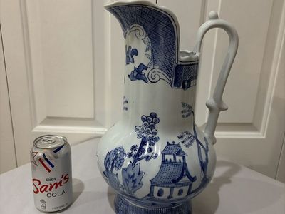 Vintage Blue and White Transferware Ceramic Pitcher