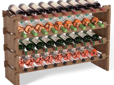 4-Tier Stackable Bamboo Wine Rack Bottle Storage Holder, Freestanding Display Shelf new in box.