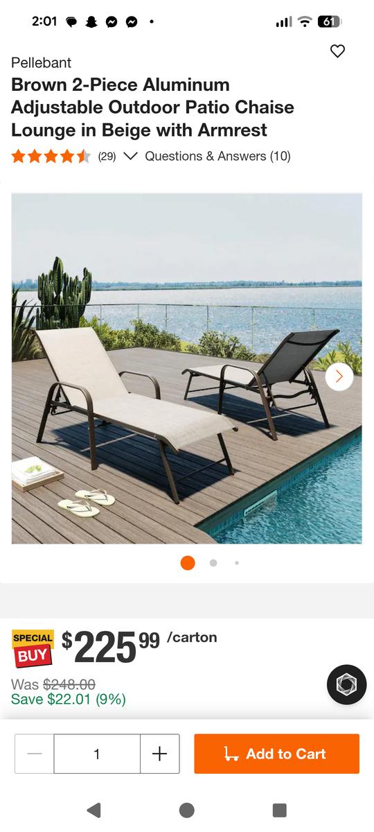 2 pack adjustable Patio Chaise Lounge Chairs - New in Box (2)