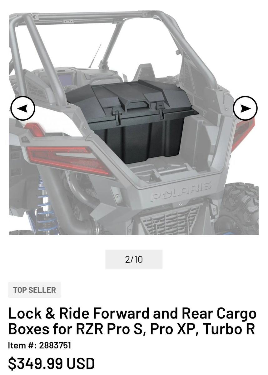 Polaris Rzr Pro Xp or Turbo R Bed Storage Box 