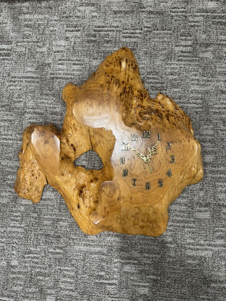 Red Wood Burl Clock