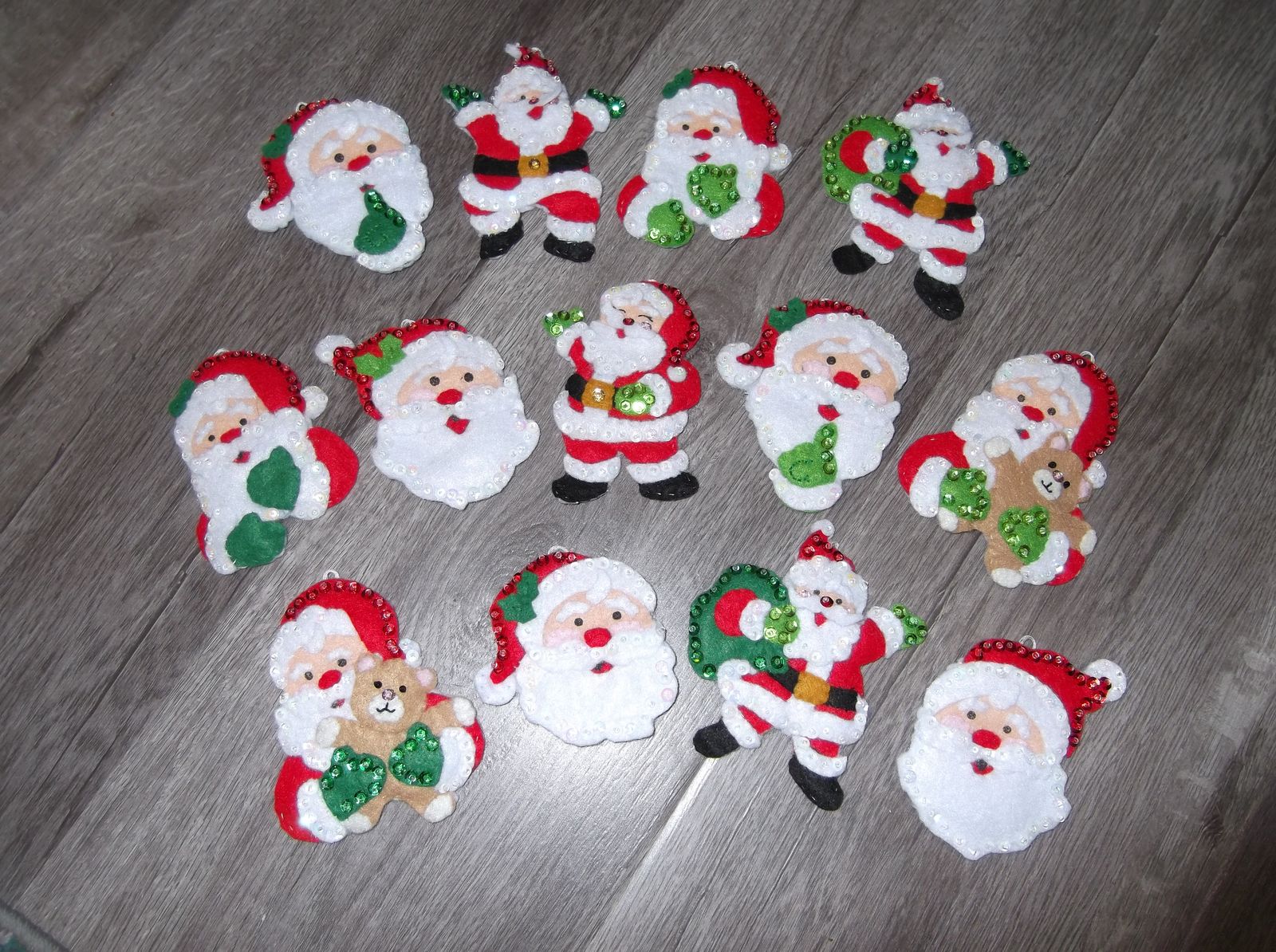 Santa Claus felt Christmas ornaments