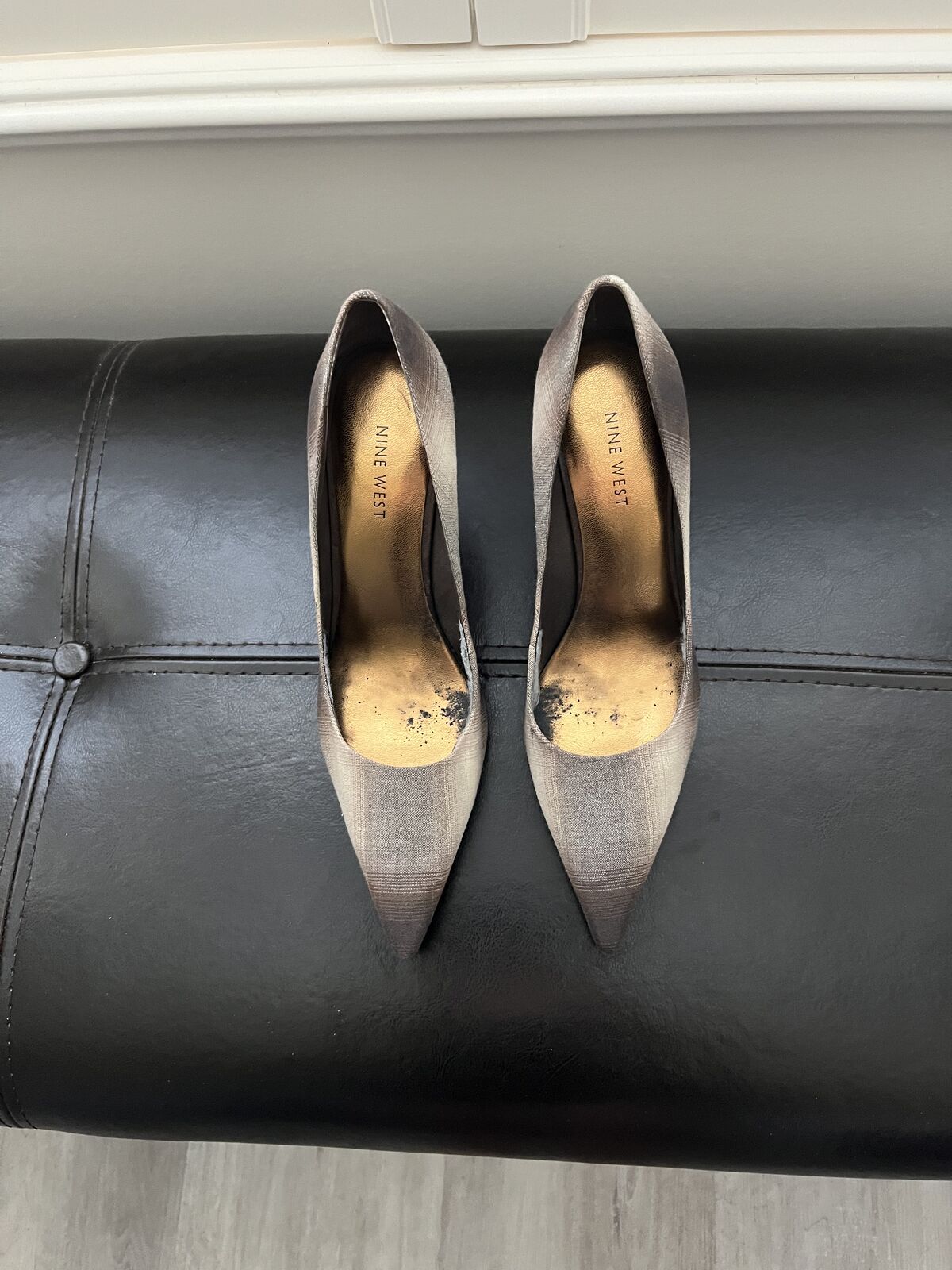 Womens brown plaid design high heel shoes