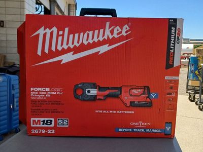 Milwaukee FORCE LOGIC M18 600 MCM Cu Crimper Kit (2679-22) - REDLITHIUM CP2.0, ONE-KEY Compatible