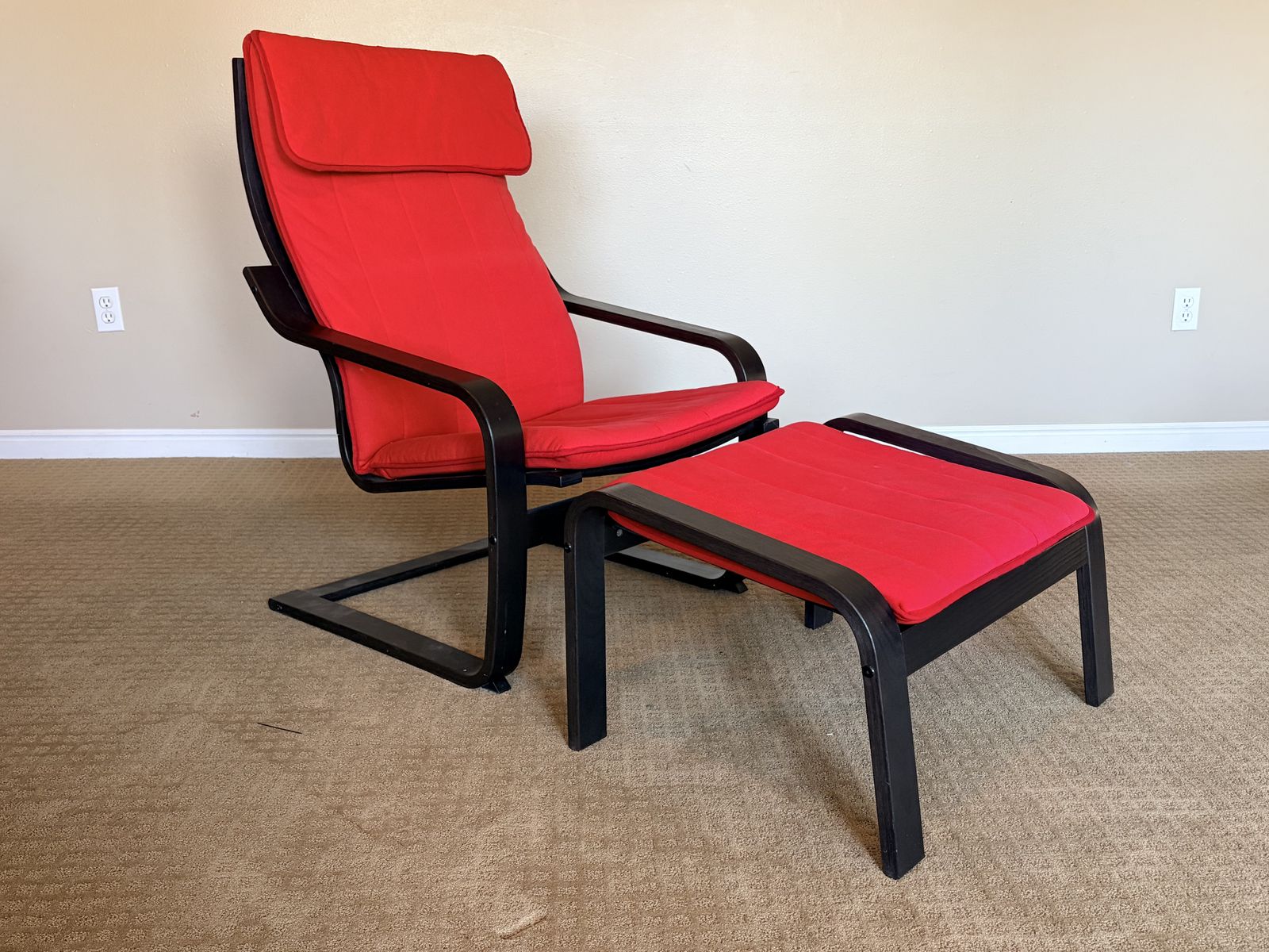 IKEA POANG Chair and Ottoman