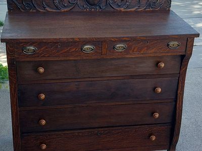 Antique Oak Empire Dresser 6 Drawer