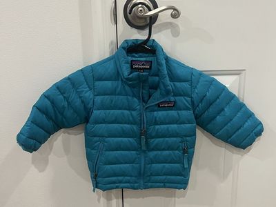 Patagonia Down Puffer Jacket Teal Blue Baby Size 6-12M
