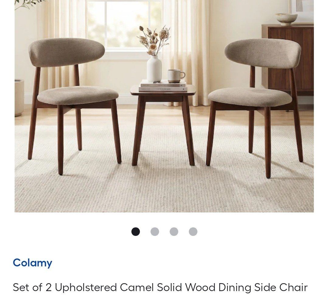 Colamy D6270/6872 Set of 2 Upholstered Camel Solid Wood Dining Side Chairs - New in Box