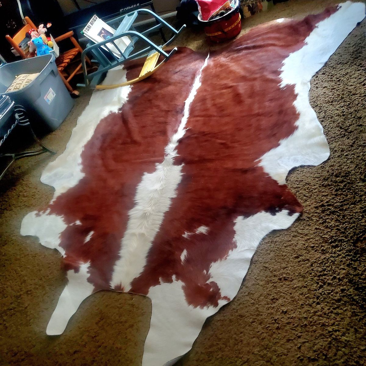 Genuine Cowhide Area Rug - Brown & White Natural Pattern