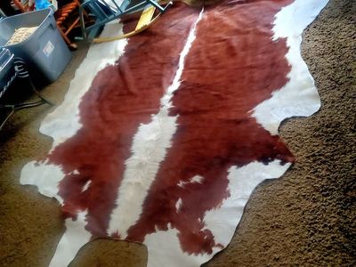 Genuine Cowhide Area Rug - Brown & White Natural Pattern