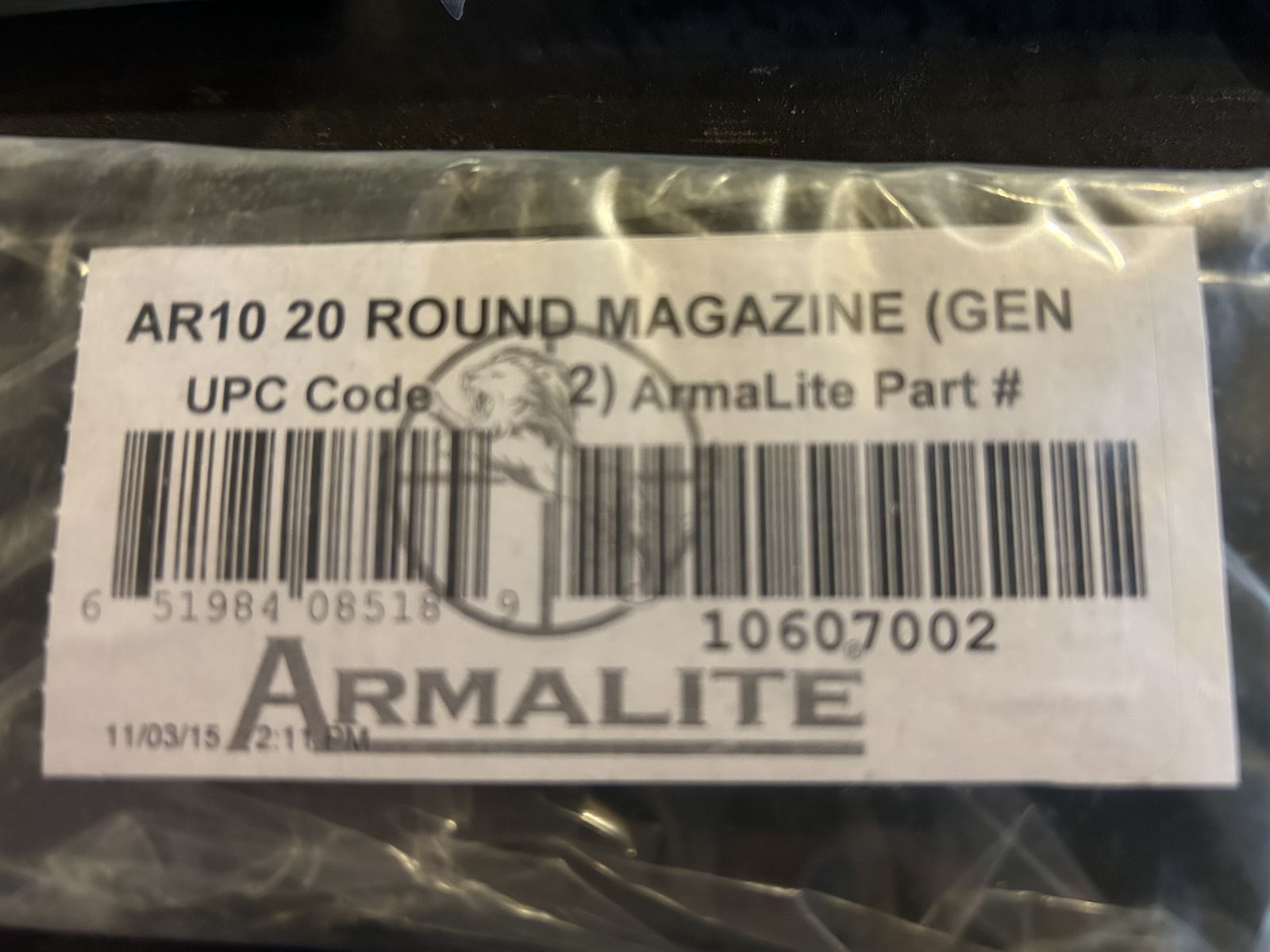 ArmaLite AR10 20 Round Magazine (Gen 2) - New in Sealed Packaging - Part #10607002