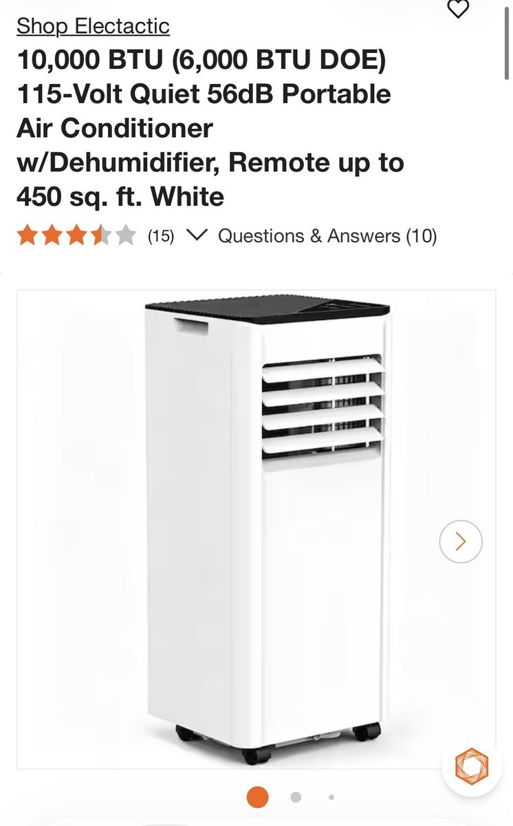 Electactic 10,000 BTU Portable Air Conditioner with Dehumidifier