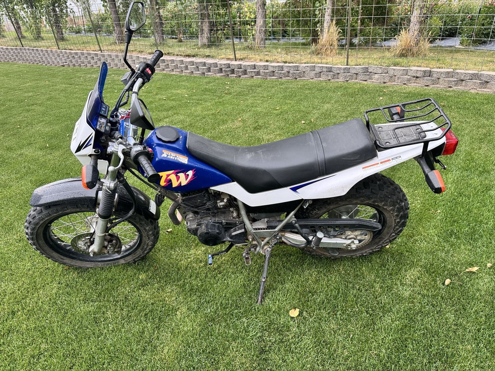 Yamaha TW200 Dual Sport Motorcycle - Blue and White, Used