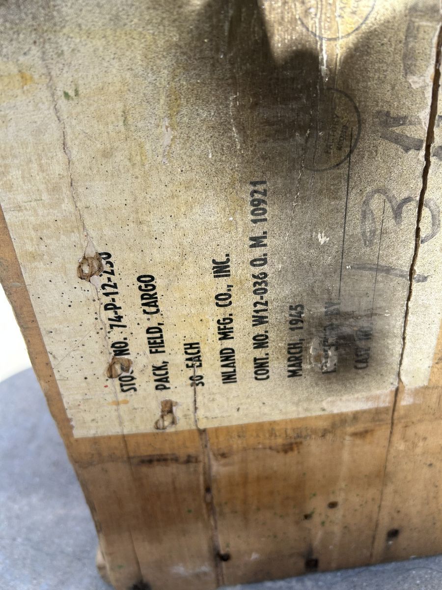 VINTAGE WOOD SOLID CRATE 1945