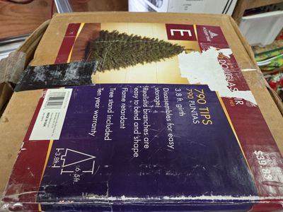 6.5 foot tall lighted artificial Douglas Fir Christmas tree