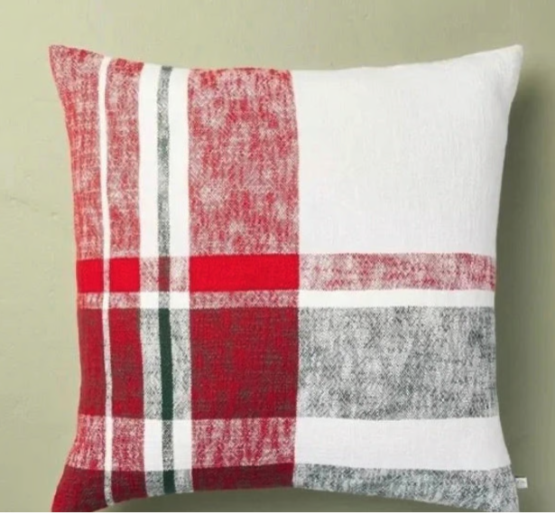 Hearth & Hand with Magnolia 24 Festive Plaid Square Christmas Throw Pillow