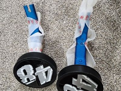 Universal Bicycle Training Wheels Blue Metal Arms Replacement Stabilizers Set