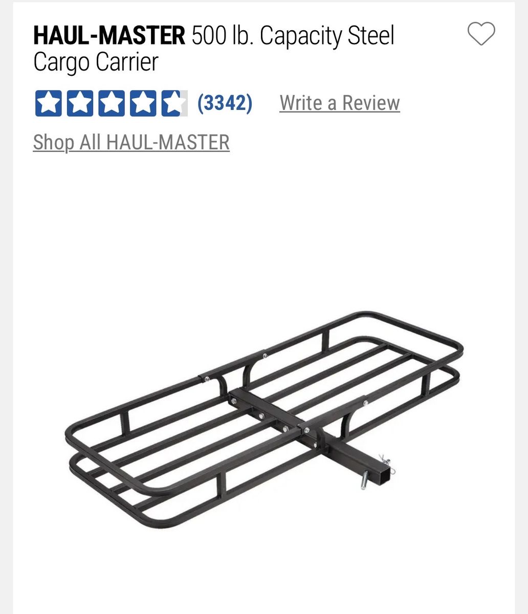 HAUL-MASTER 500 lb. Capacity Steel Cargo Carrier - Hitch Mounted