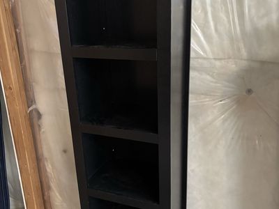 Black Wooden Media Tower Bookcase with 5 Shelves - Slim Storage Unit