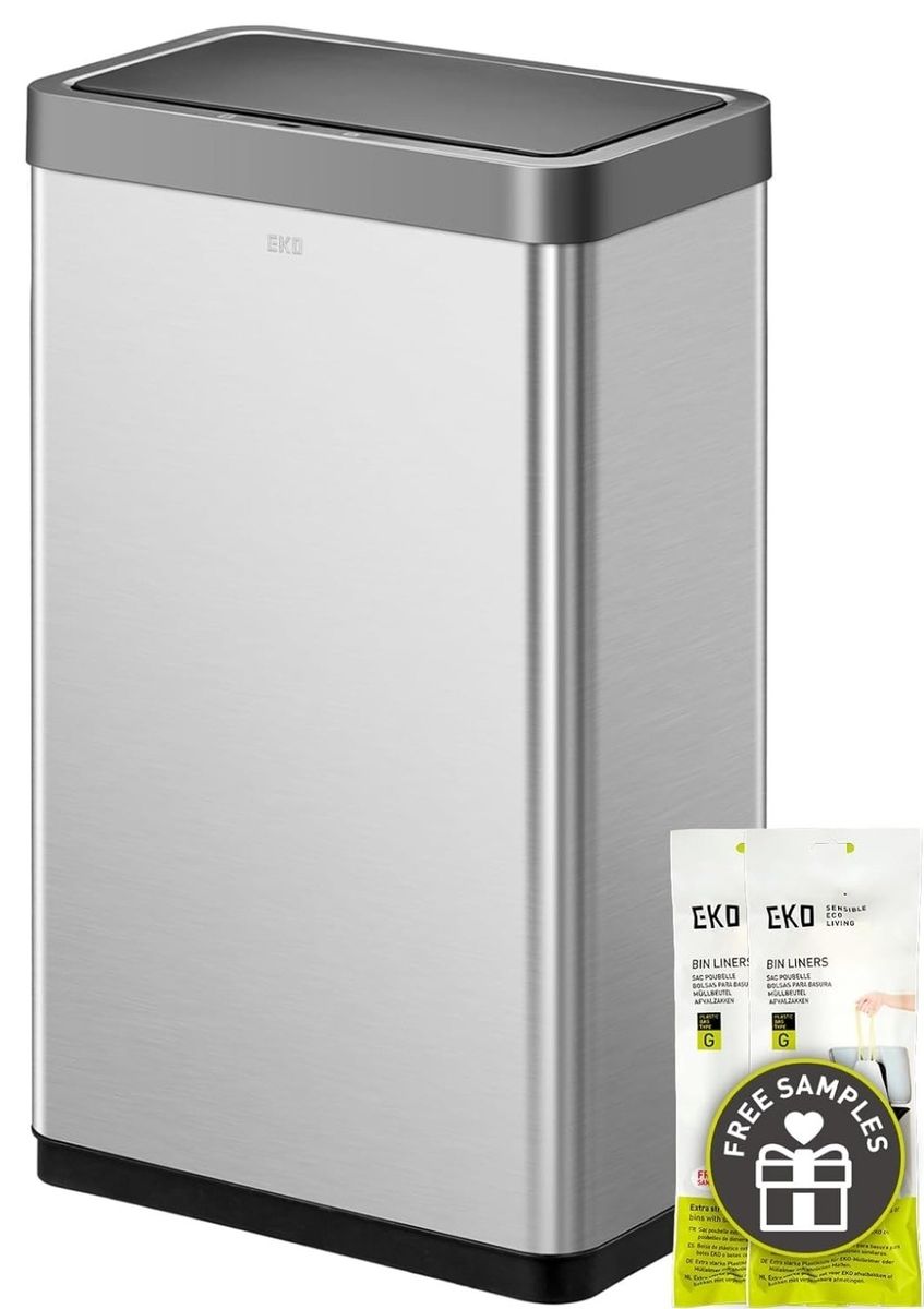 EKO Mirage 80L Stainless Steel Motion Sensor Fingerprint Resistant Trash Can