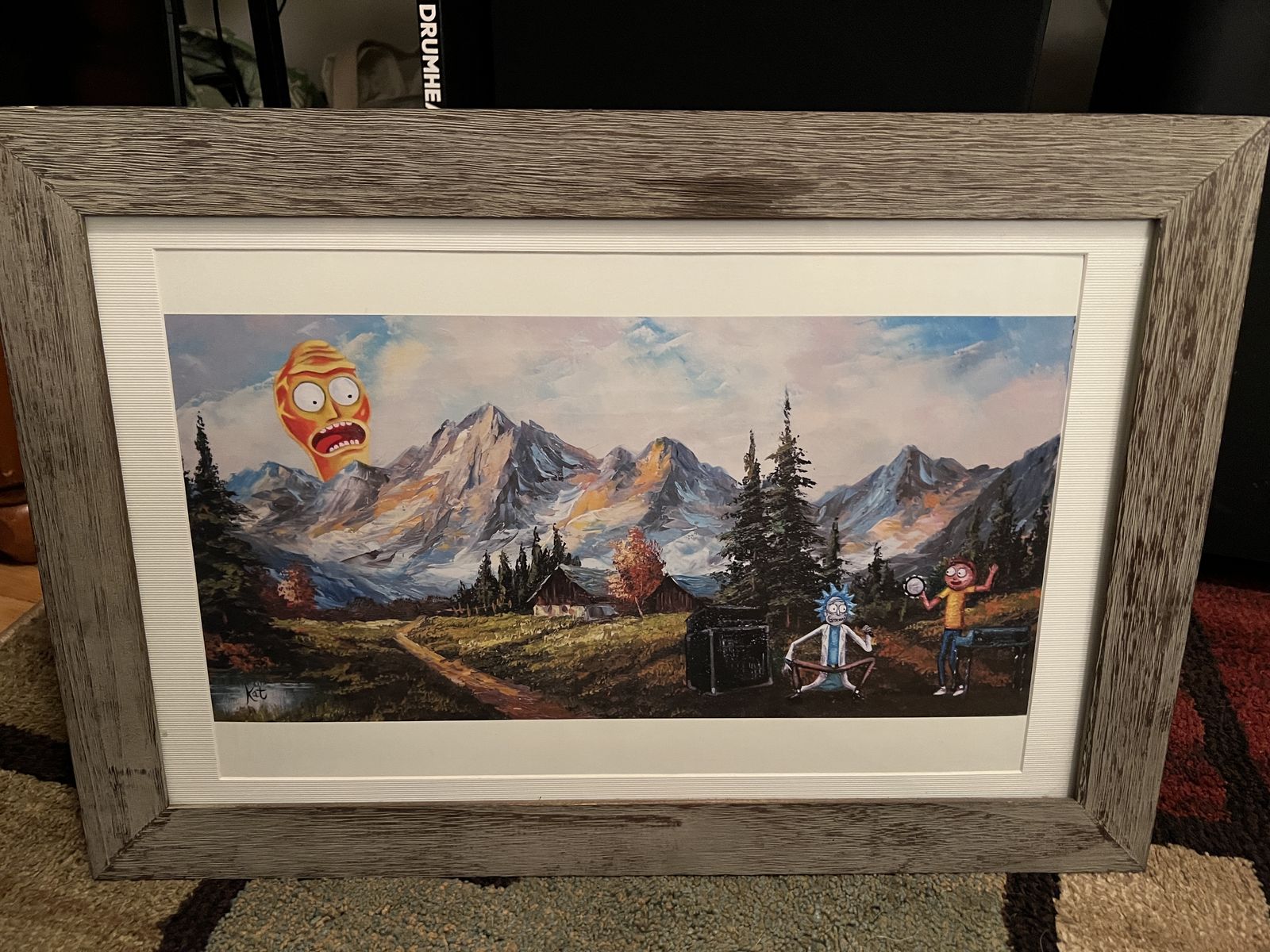 Rick And Morty painting with frame