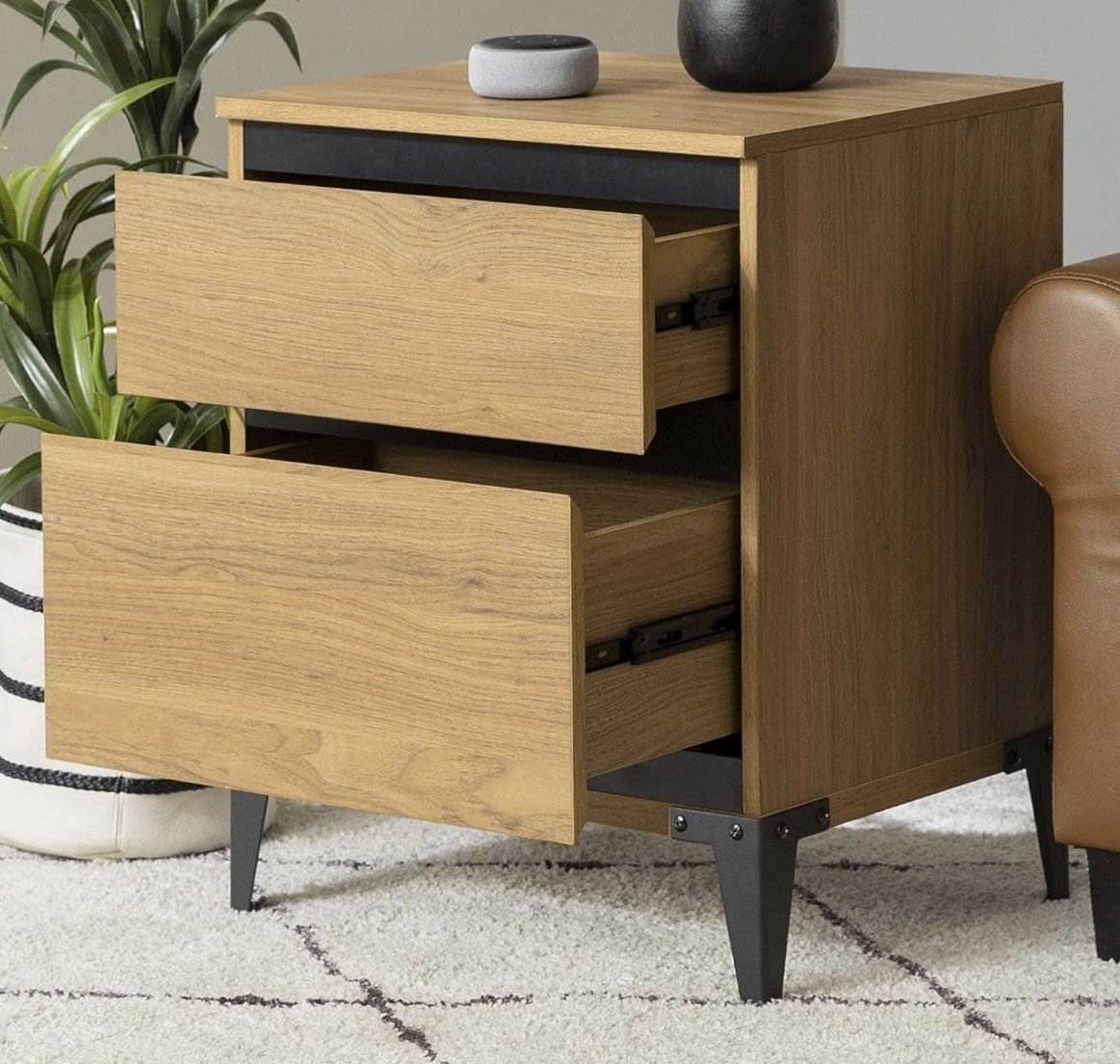 New Wooden Nightstand with 2 Drawers - Still in Box!