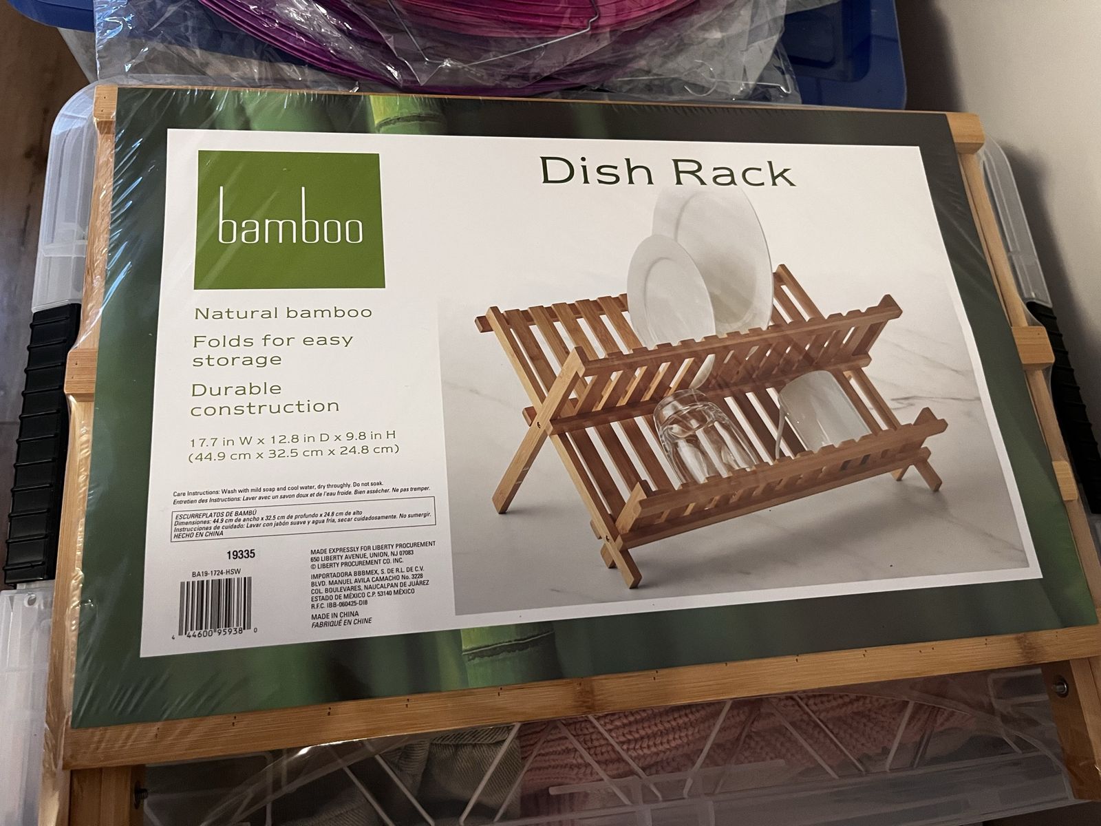Bamboo Dish Drying Rack Drying Stand Natural Wood 17.7 In