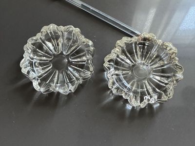 Vintage Clear Glass Sunburst Nesting Ashtray Trinket Dish Set